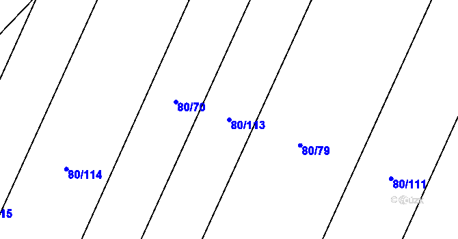 Parcela st. 80/113 v KÚ Běruničky, Katastrální mapa