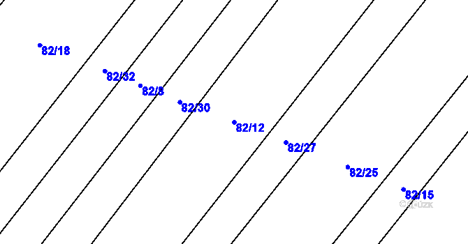 Parcela st. 82/12 v KÚ Běruničky, Katastrální mapa