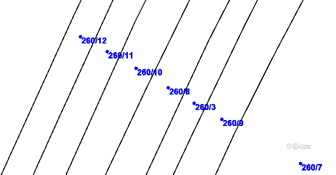 Parcela st. 260/8 v KÚ Běruničky, Katastrální mapa