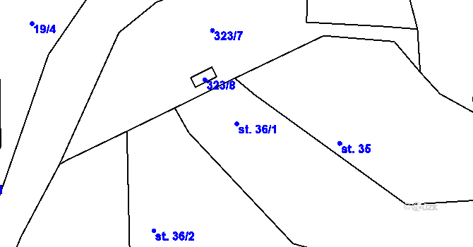 Parcela st. 36/1 v KÚ Kněžičky, Katastrální mapa