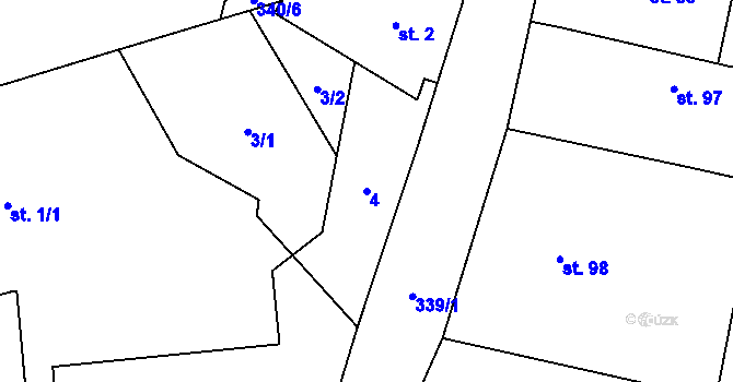 Parcela st. 4 v KÚ Kněžičky, Katastrální mapa