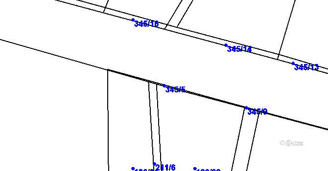 Parcela st. 345/5 v KÚ Kněžičky, Katastrální mapa