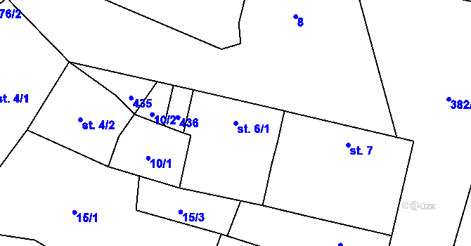 Parcela st. 6/1 v KÚ Velké Výkleky, Katastrální mapa