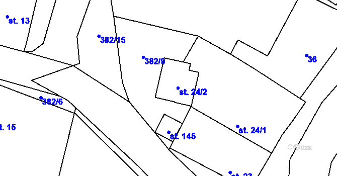 Parcela st. 24/2 v KÚ Velké Výkleky, Katastrální mapa