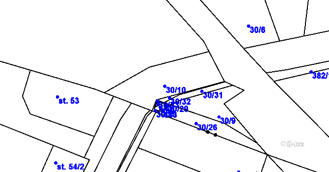 Parcela st. 30/10 v KÚ Velké Výkleky, Katastrální mapa