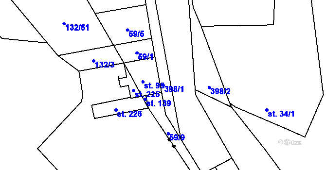 Parcela st. 398/1 v KÚ Velké Výkleky, Katastrální mapa