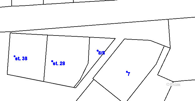 Parcela st. 8/8 v KÚ Vlkov nad Lesy, Katastrální mapa