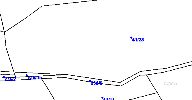 Parcela st. 41/23 v KÚ Běřín, Katastrální mapa