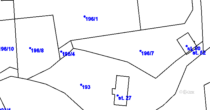 Parcela st. 195/3 v KÚ Běřín, Katastrální mapa