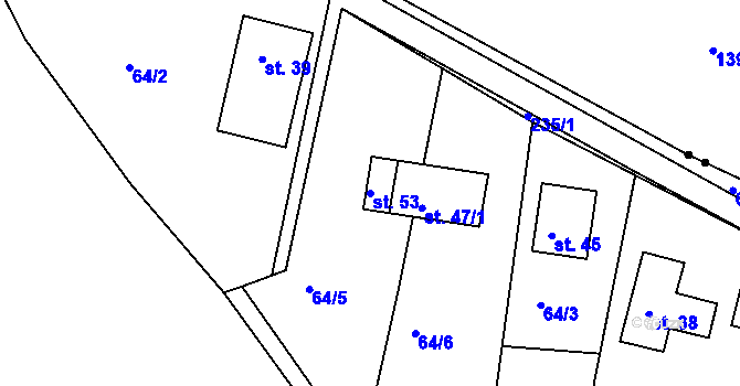 Parcela st. 53 v KÚ Běřín, Katastrální mapa