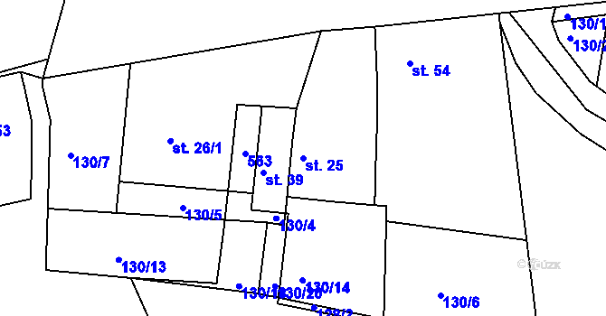 Parcela st. 25 v KÚ Bakov, Katastrální mapa