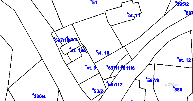 Parcela st. 10 v KÚ Beřovice, Katastrální mapa