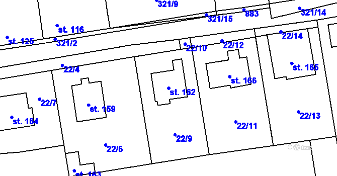 Parcela st. 162 v KÚ Beřovice, Katastrální mapa