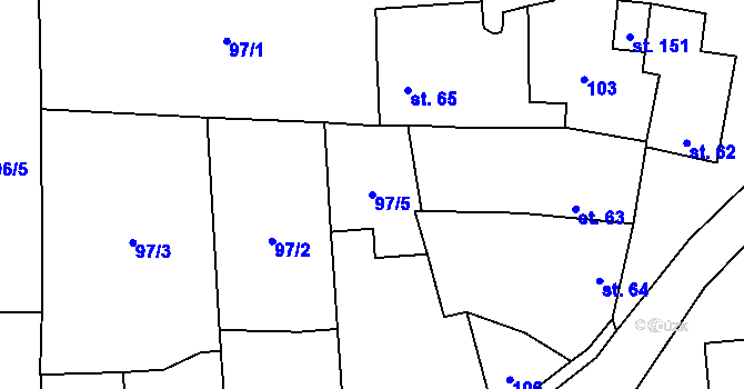 Parcela st. 97/5 v KÚ Beřovice, Katastrální mapa