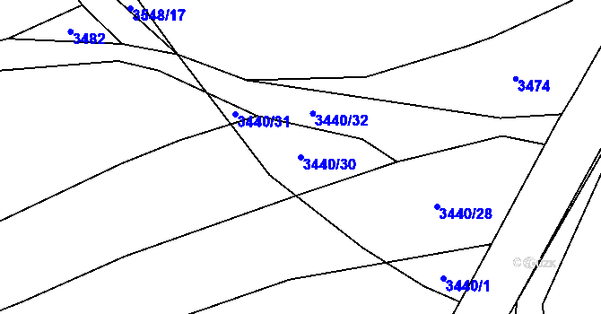 Parcela st. 3440/30 v KÚ Besednice, Katastrální mapa