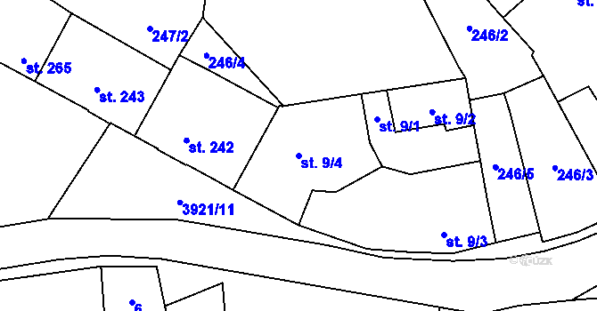 Parcela st. 9/4 v KÚ Besednice, Katastrální mapa