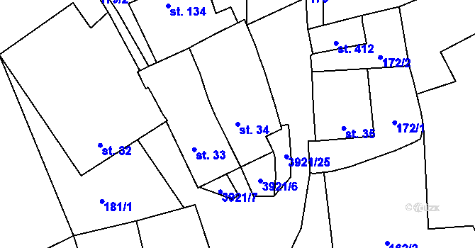 Parcela st. 34 v KÚ Besednice, Katastrální mapa