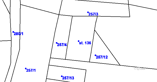 Parcela st. 136 v KÚ Besednice, Katastrální mapa