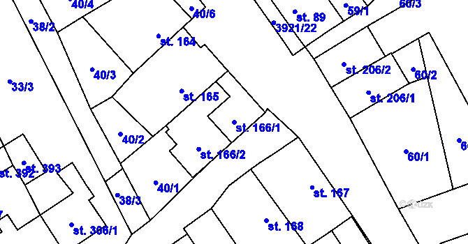 Parcela st. 166/1 v KÚ Besednice, Katastrální mapa