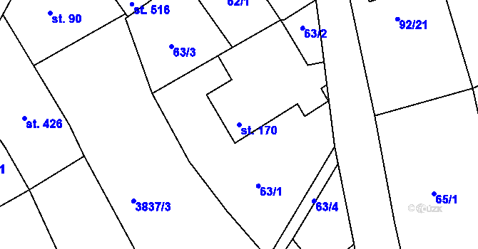 Parcela st. 170 v KÚ Besednice, Katastrální mapa