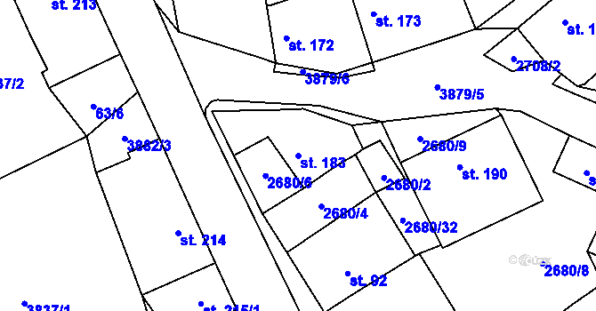 Parcela st. 183 v KÚ Besednice, Katastrální mapa