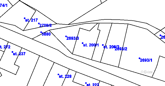Parcela st. 200/1 v KÚ Besednice, Katastrální mapa