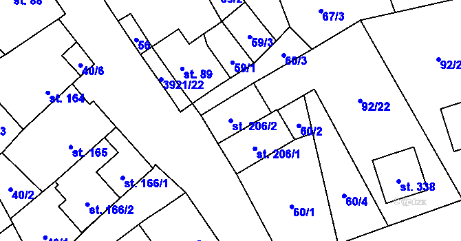 Parcela st. 206/2 v KÚ Besednice, Katastrální mapa