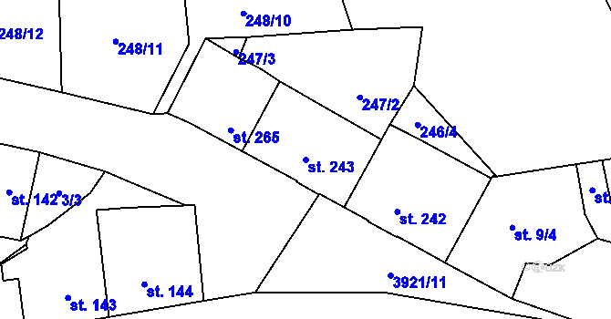 Parcela st. 243 v KÚ Besednice, Katastrální mapa