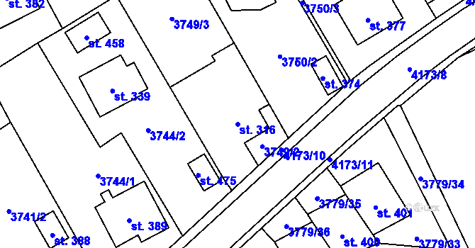 Parcela st. 316 v KÚ Besednice, Katastrální mapa