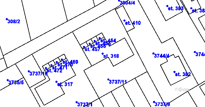 Parcela st. 318 v KÚ Besednice, Katastrální mapa