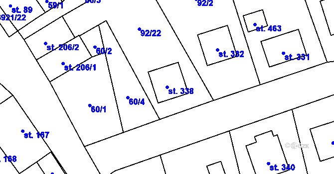 Parcela st. 338 v KÚ Besednice, Katastrální mapa