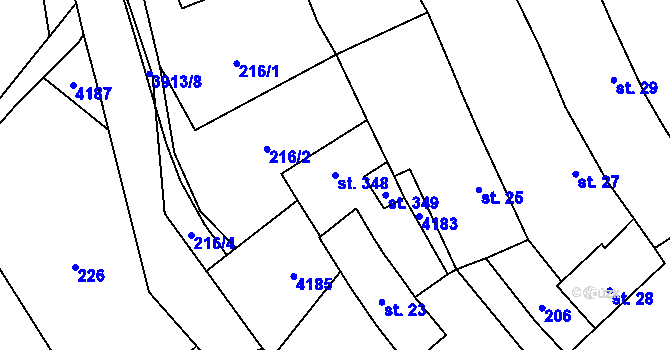 Parcela st. 348 v KÚ Besednice, Katastrální mapa