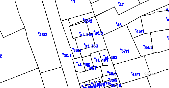 Parcela st. 363 v KÚ Besednice, Katastrální mapa