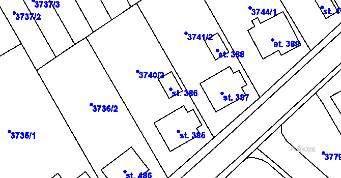 Parcela st. 386 v KÚ Besednice, Katastrální mapa