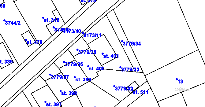 Parcela st. 401 v KÚ Besednice, Katastrální mapa
