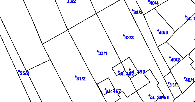 Parcela st. 33/1 v KÚ Besednice, Katastrální mapa