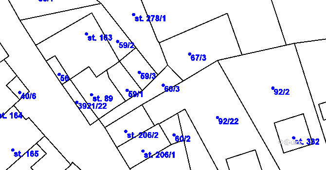 Parcela st. 60/3 v KÚ Besednice, Katastrální mapa