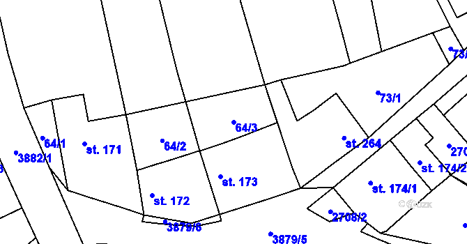 Parcela st. 64/3 v KÚ Besednice, Katastrální mapa