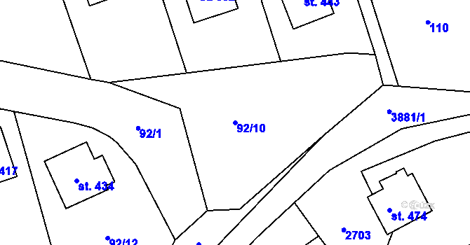Parcela st. 92/10 v KÚ Besednice, Katastrální mapa
