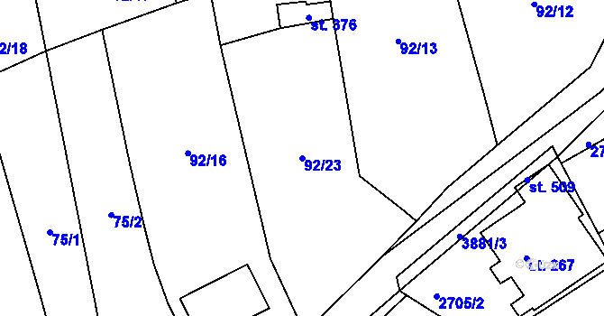 Parcela st. 92/23 v KÚ Besednice, Katastrální mapa