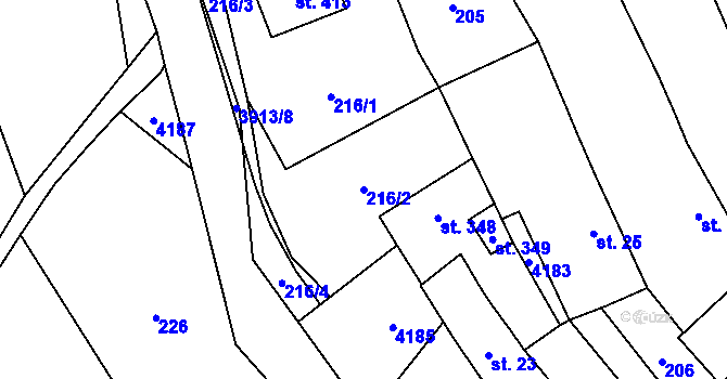 Parcela st. 216/2 v KÚ Besednice, Katastrální mapa