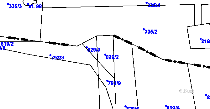 Parcela st. 829/2 v KÚ Besednice, Katastrální mapa