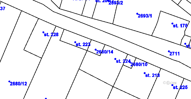 Parcela st. 2680/14 v KÚ Besednice, Katastrální mapa