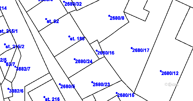 Parcela st. 2680/16 v KÚ Besednice, Katastrální mapa