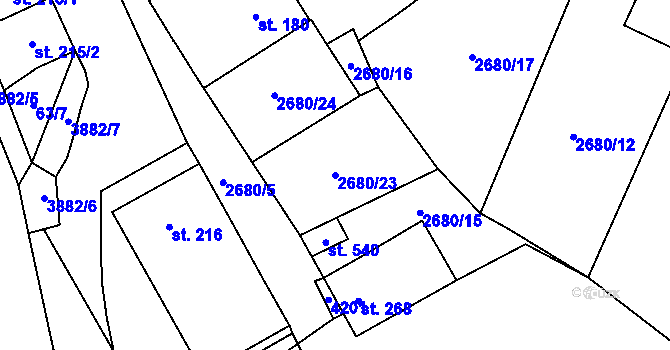 Parcela st. 2680/23 v KÚ Besednice, Katastrální mapa