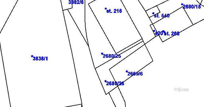 Parcela st. 2680/25 v KÚ Besednice, Katastrální mapa
