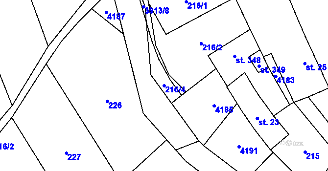 Parcela st. 216/4 v KÚ Besednice, Katastrální mapa