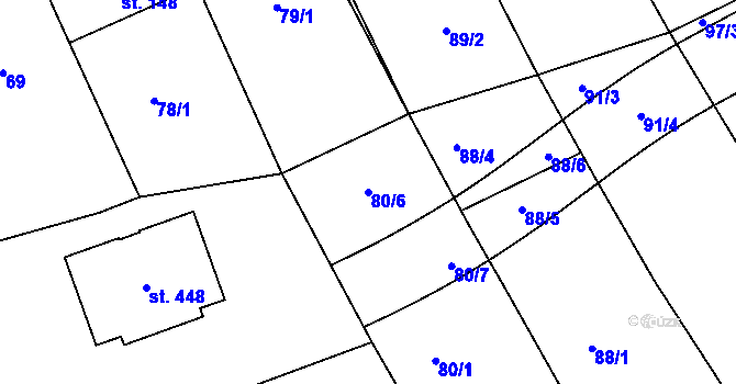 Parcela st. 80/6 v KÚ Besednice, Katastrální mapa