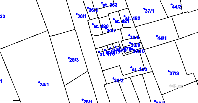 Parcela st. 476 v KÚ Besednice, Katastrální mapa