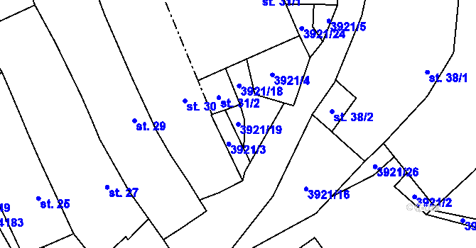 Parcela st. 3921/19 v KÚ Besednice, Katastrální mapa